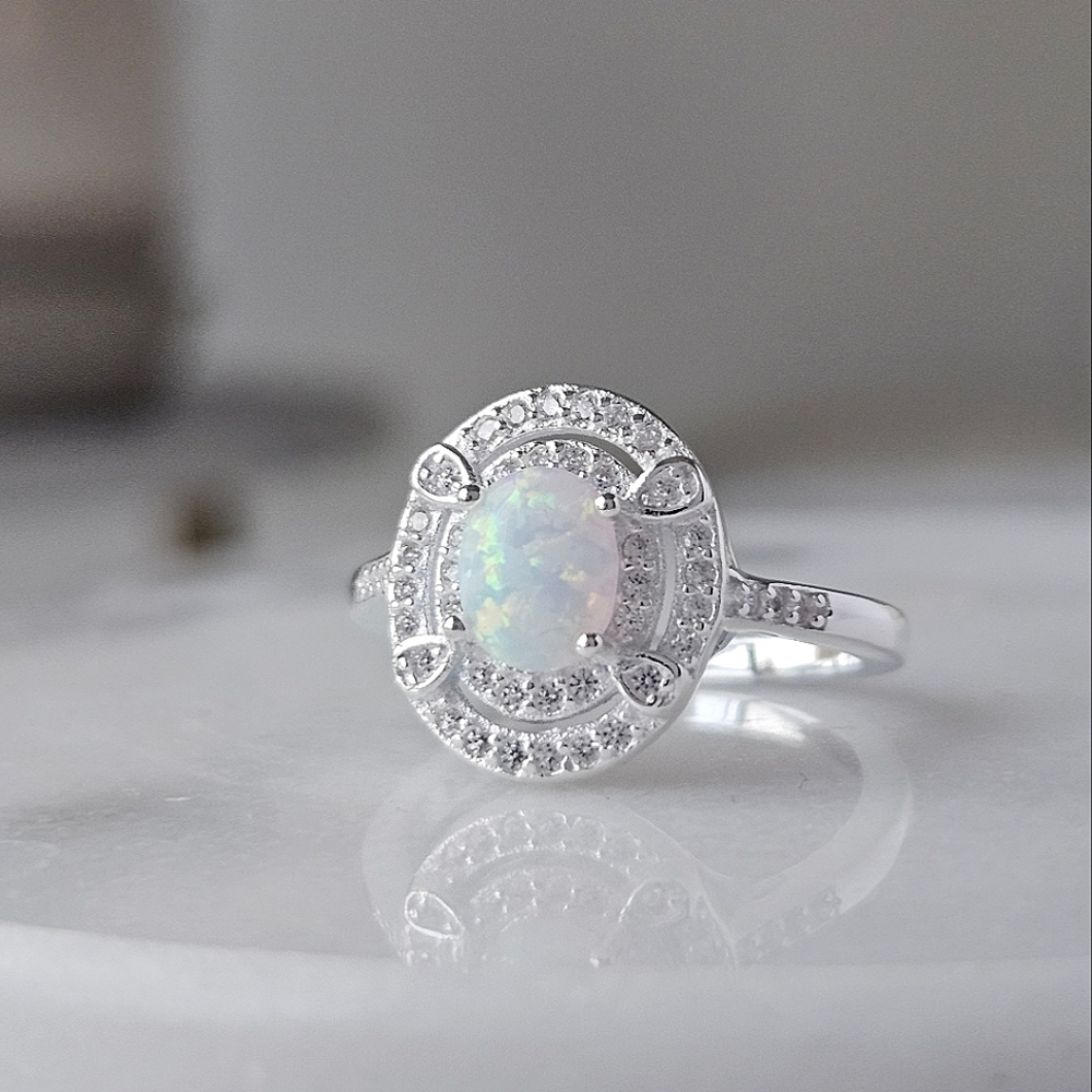 Opal ring, size 7, 925 Sterling Silver Charmed Aroma